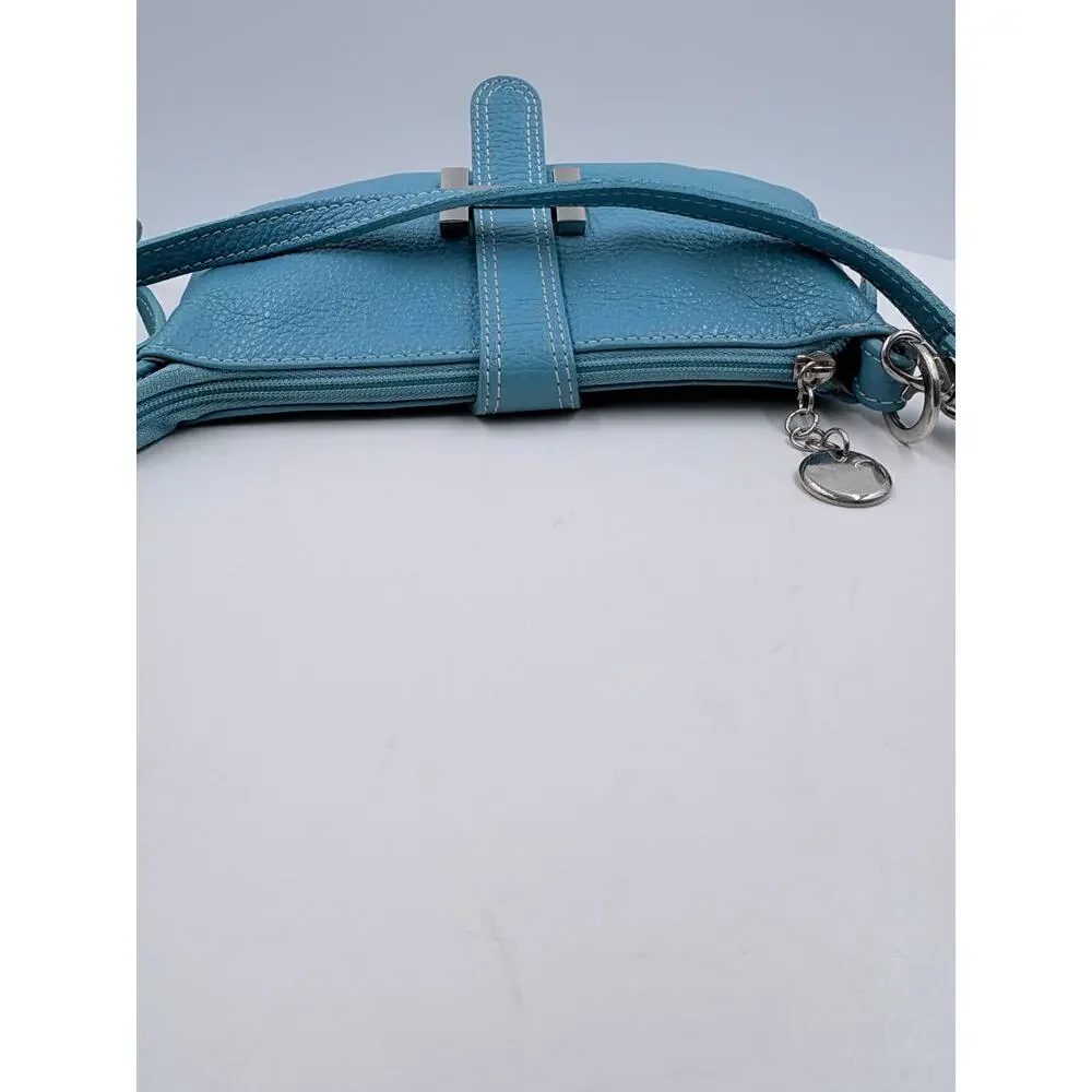 Vera Pelle Italian Baby Blue Crossbody purse
